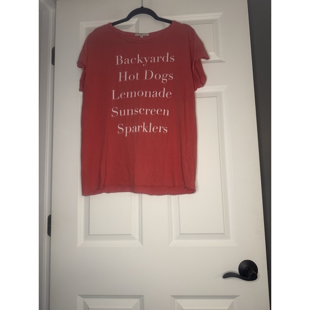 Junk Food Short Sleeve Graphic T Shirt Medium Hot Dogs Lemonade Sunscreen